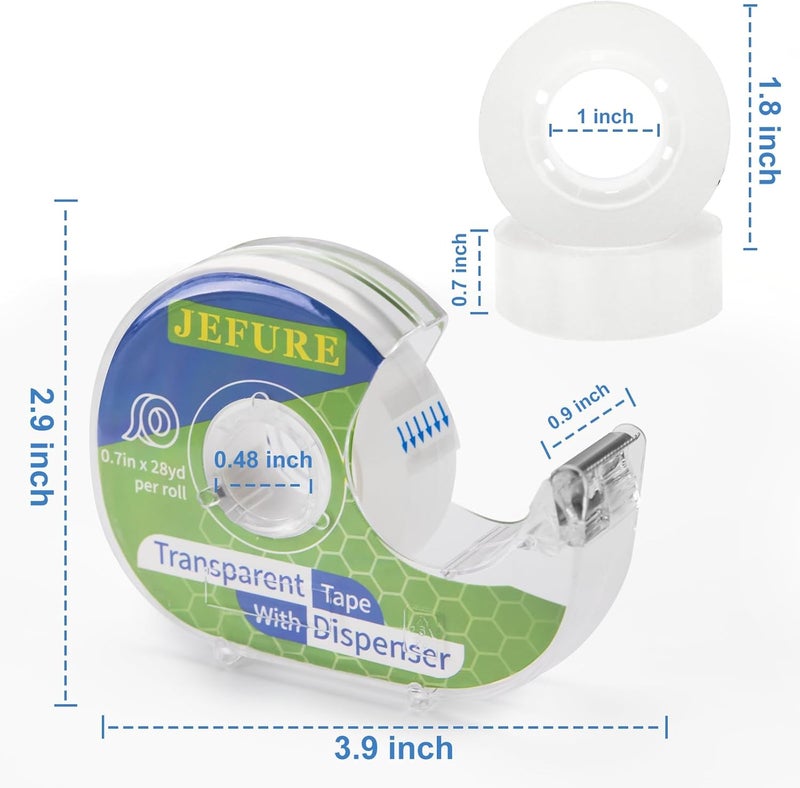 JEFURE 18 Pcs Transparent Tape with Dispenser, 0.7 x 1000 in Clear Tape Rolls Bulk, Office Tape Refills for Desk, Craft, and Gift Wrapping - Image 2